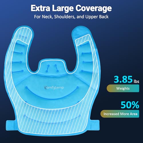Comfytemp Large Ice Pack for Neck Shoulders Upper Back Pain Relief with Straps, Reusable Gel Ice Wrap Hot Cold Compress Th...