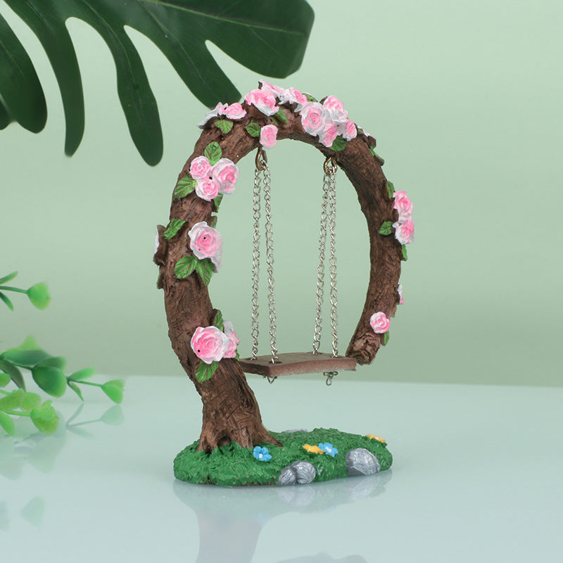 Resin Craft Rose Flower Swing Decoration For Home