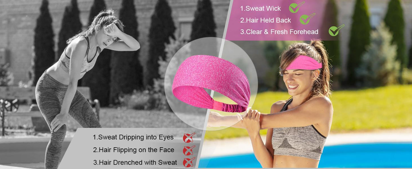 5-Piece Women's Anti-Slip Sports Sweat-Absorbing Headbands Elastic Yoga Fitness Running Headbands Unisex