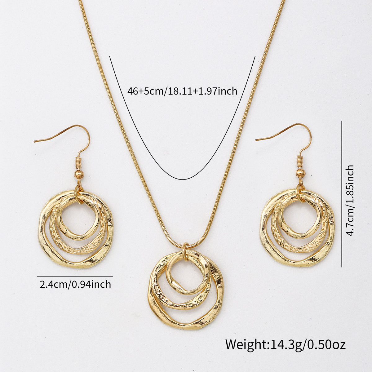 Women Vintage Irregular Multi Layer Ring Jewelry Set,Dangle Earrings And Necklace Fashion Costume Accessories For Daily Party Occasion
