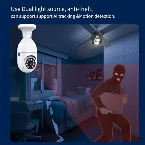 2 PCS Ease Life APP Light Bulb Security Cameras Outdoor Wireless WiFi Camera 5GHz, 360 Degree, E27 Light Socket Screw In Securi