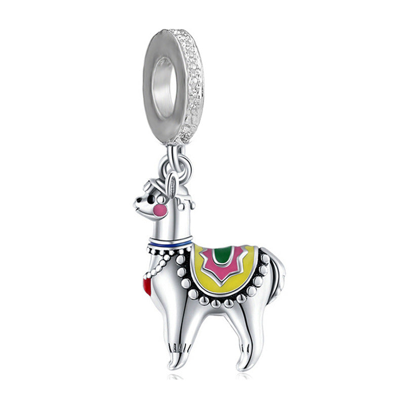 Animal-themed Colorful Heart-shaped Large-hole Beads For DIY Bracelet Accessories