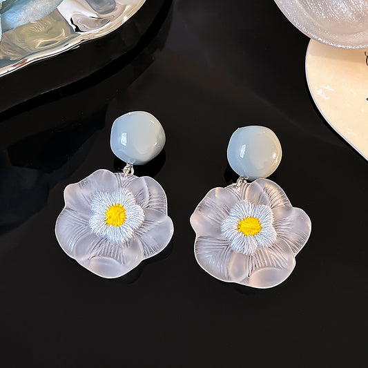 Blue Heart Non Piercing Earrings For Women Vintage Style Ear Clips Fashion Jewelry