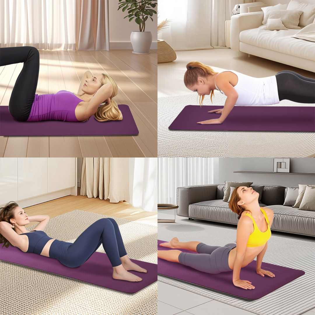 Yoga Mat, Exercise Yoga Mat With Non-Slip Design, Professional TPE Exericise Mat, 72X 24 Multi-Purpose Workout Mat For Women, Pilates Fitness And Floor Exercises
