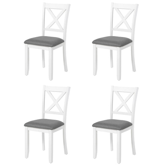Dining Chairs Only, Wooden Dining Chairs Set of 4, Kitchen Chair with Padded Seat, Upholstered Side Chair for Dining Room, Living Room, Kitchen, Grey & White two tone
