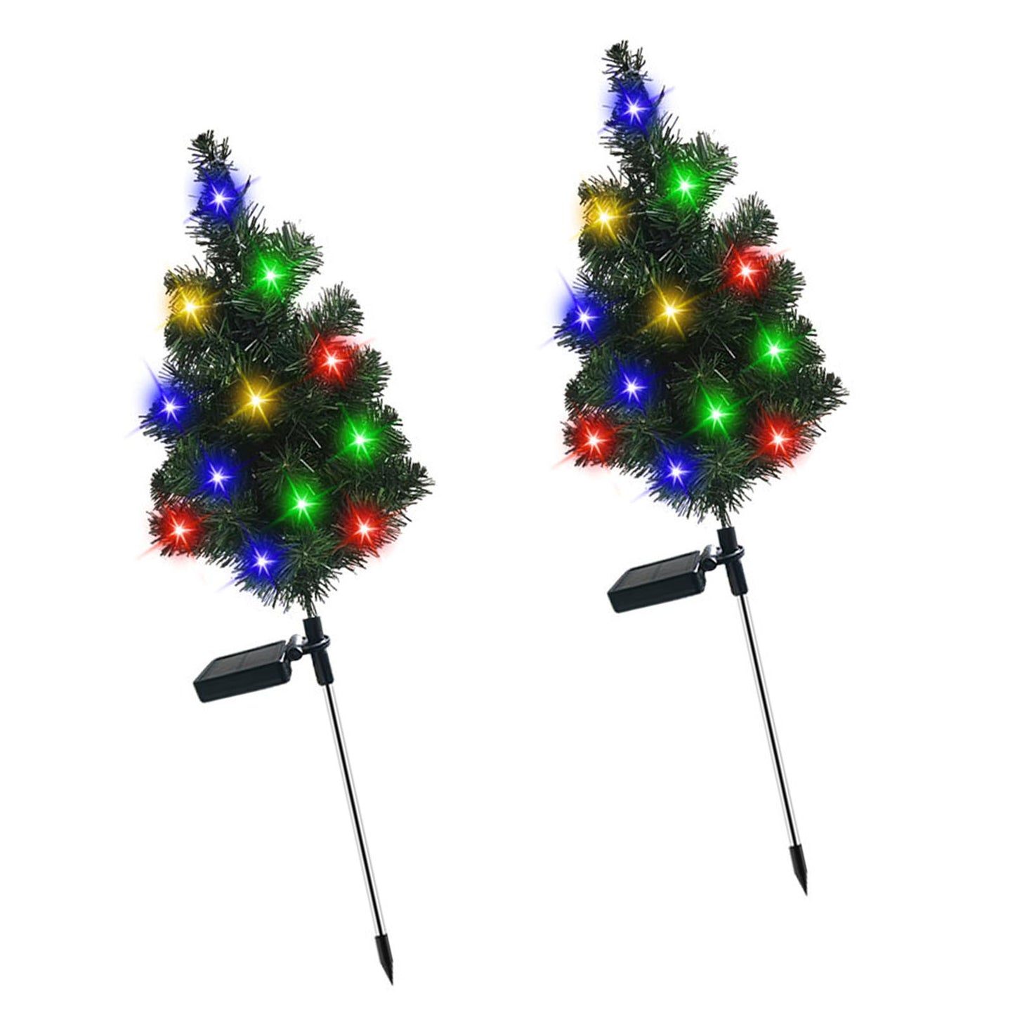 Solar Lawn Lamp Ground Stake Xmas Tree Water Proof Holiday Landscape Light For Outdoor Garden Courtyard Decoration