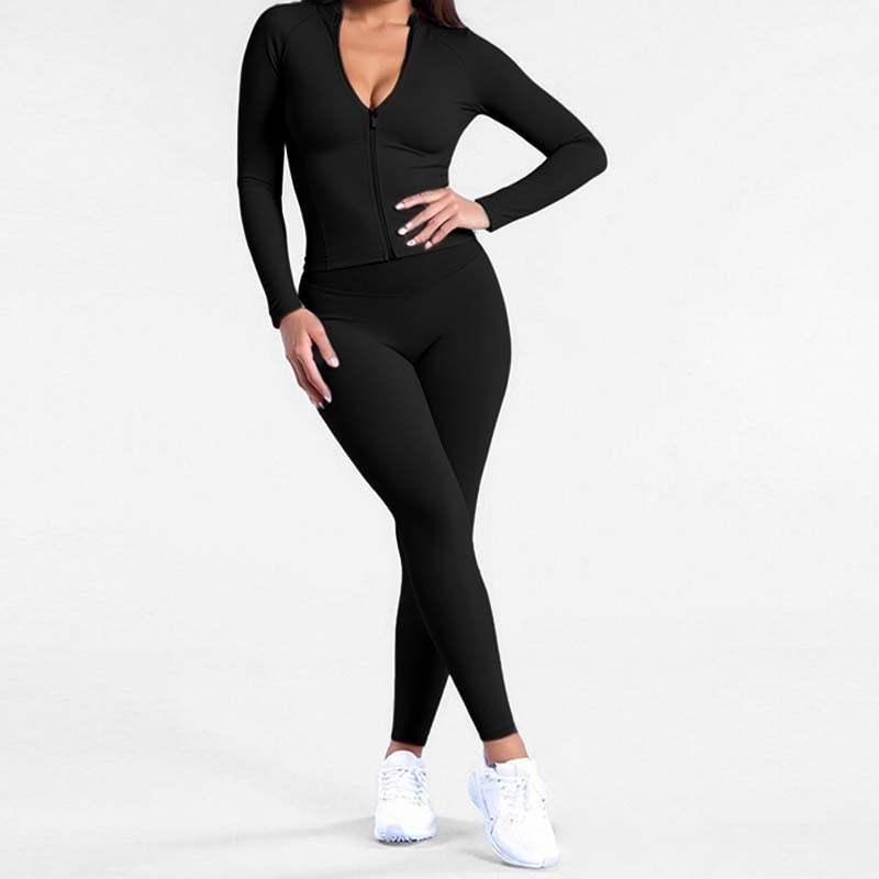 Slimming Long-Sleeve Yoga And Fitness Pants Set