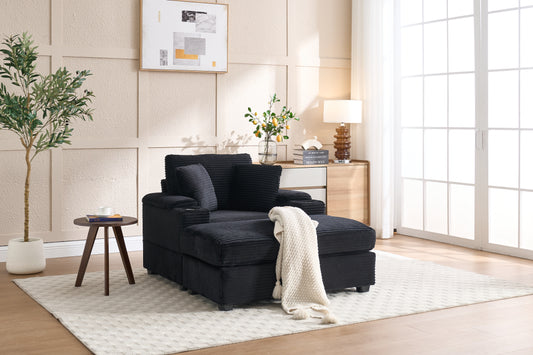 VIDEO New Corduroy Upholstered Chaise Lounge Sofa With Handrail Storage,Movable Ottoman,Cupholders,Detachable Cushions Deep Seat For Living Room Office,5 Colour,Wide Stripe Corduroy