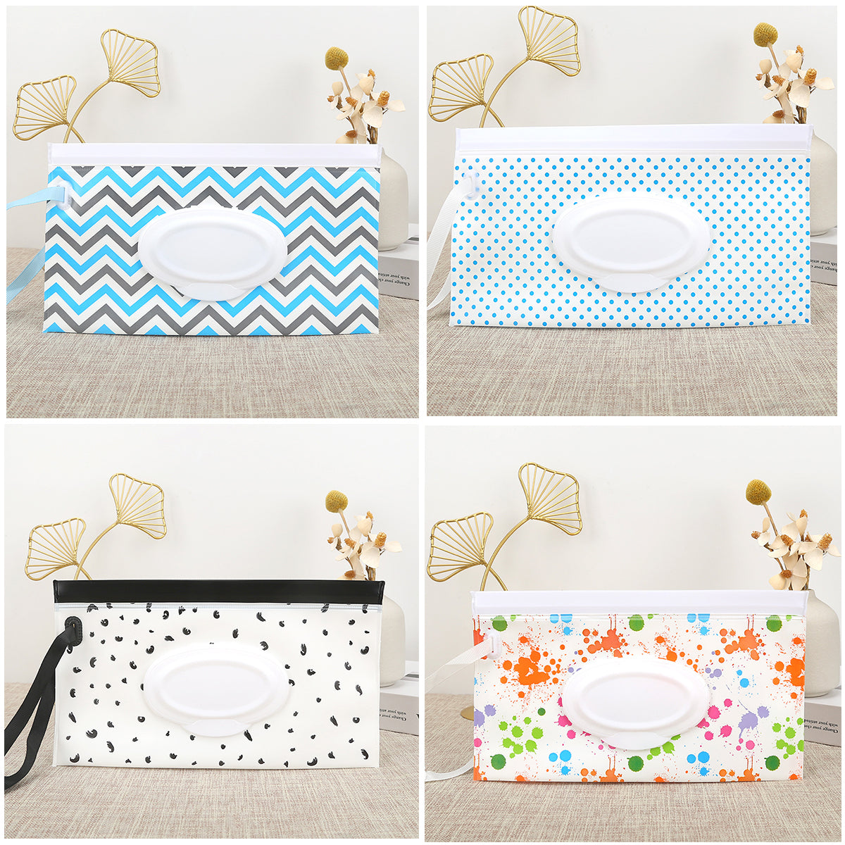 4 Packs Baby Wipes Dispenser,Portable Refillable Wipe Holder With Hanging Loop, Wet Wipes Container,Reusable Travel Baby Wipes Pouch For Indoor & Outdoor Using
