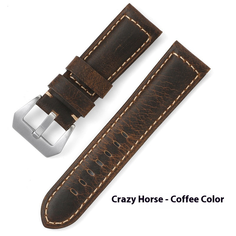 Best-selling In Stock Genuine Leather Strap Crazy Horse Frosted Oil Wax First Layer Cowhide Bamboo Pattern Sports Men Peina Watch Band