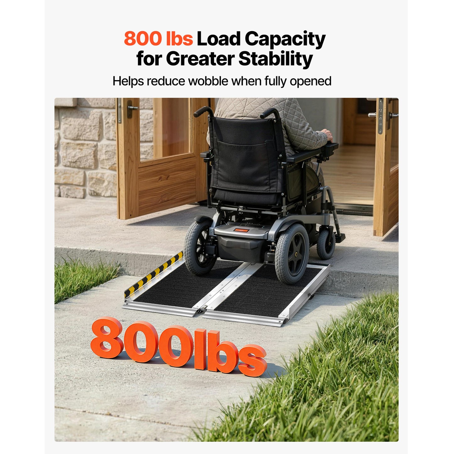 Portable Wheelchair Ramp, 2FT, Non-Slip Aluminum Folding Handicap Ramp For Wheelchair, 800 Lbs Capacity, Door Threshold Ramps For Home Steps, Stairs, Entry, Threshold, Doorways, Scooter, Curbs