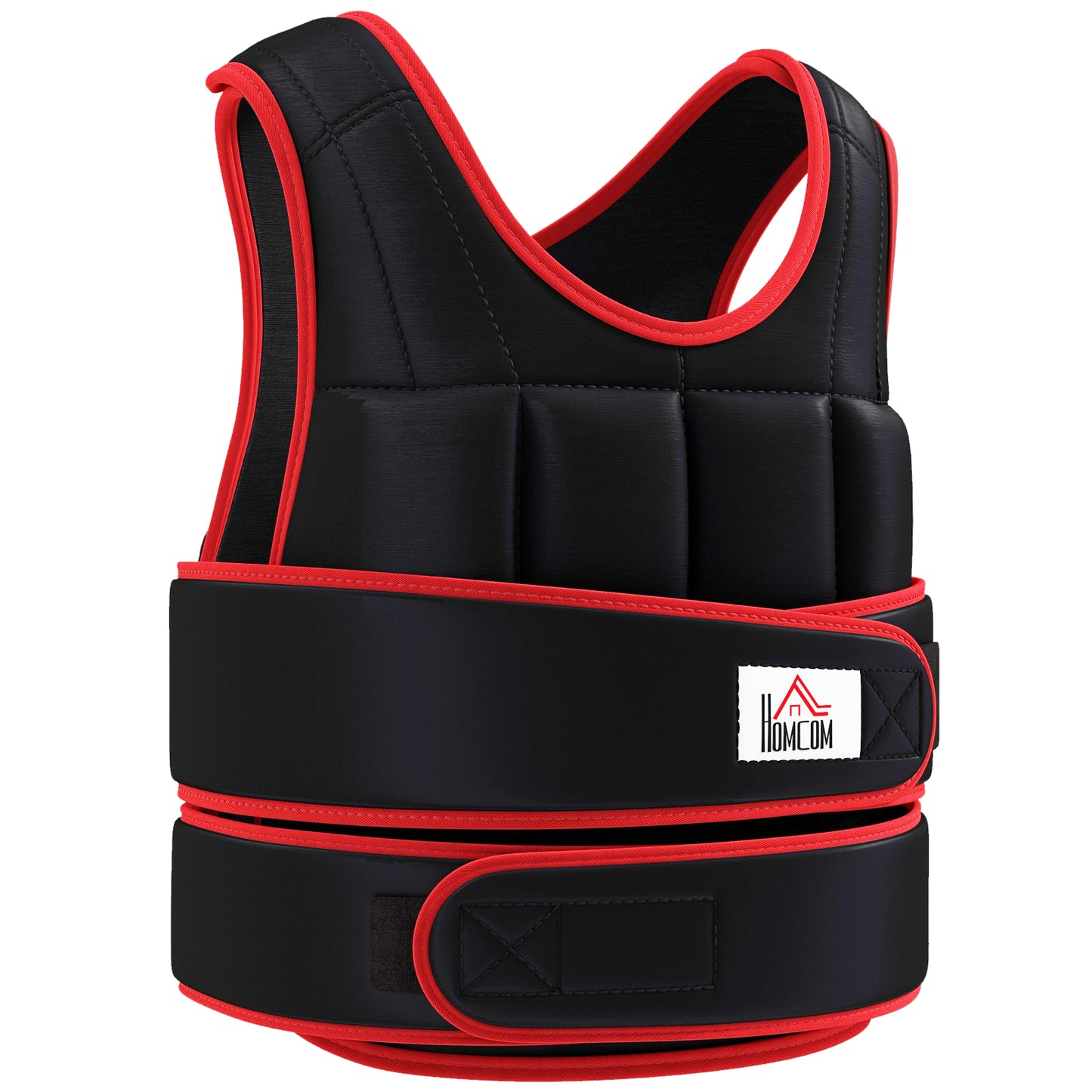20 Kg Trainingsweste Gewichtsweste Mit Doppelten Gurten Verstellbar Krafttraining Fitness Oxford Metall-Sand Schwarz+Rot 60 X 50 Cm