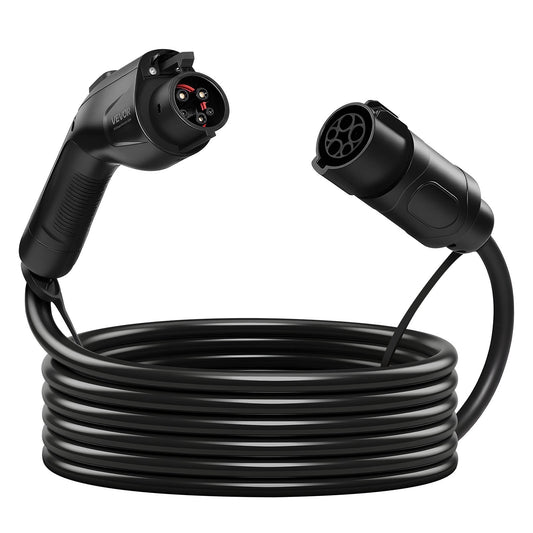 EV Charger Extension Cable, 48Amp 21 Ft J1772 Extension Cord Compatible With 120V-240V SAE J1772 Electric Vehicle Chargers, Level 1/Level 2 IP66 Heavy Duty Car Charging Cable With Carrying Bag