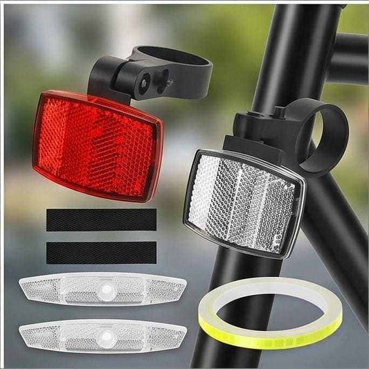 Bicycle Accessory Set (Front & Rear) + Spoke Clips – Silver & Yellow – Complete Set For City, Trekking, And Everyday Bikes – Practical Bicycle Accessories