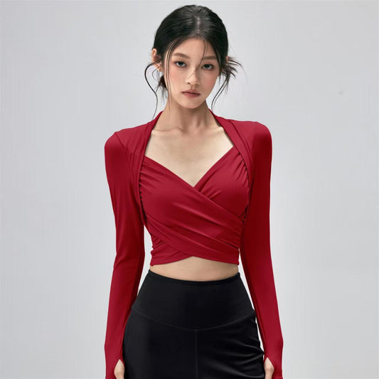 Fitness Top With Chest Pads Yoga WearTight-fitting Long-sleeve Activewear