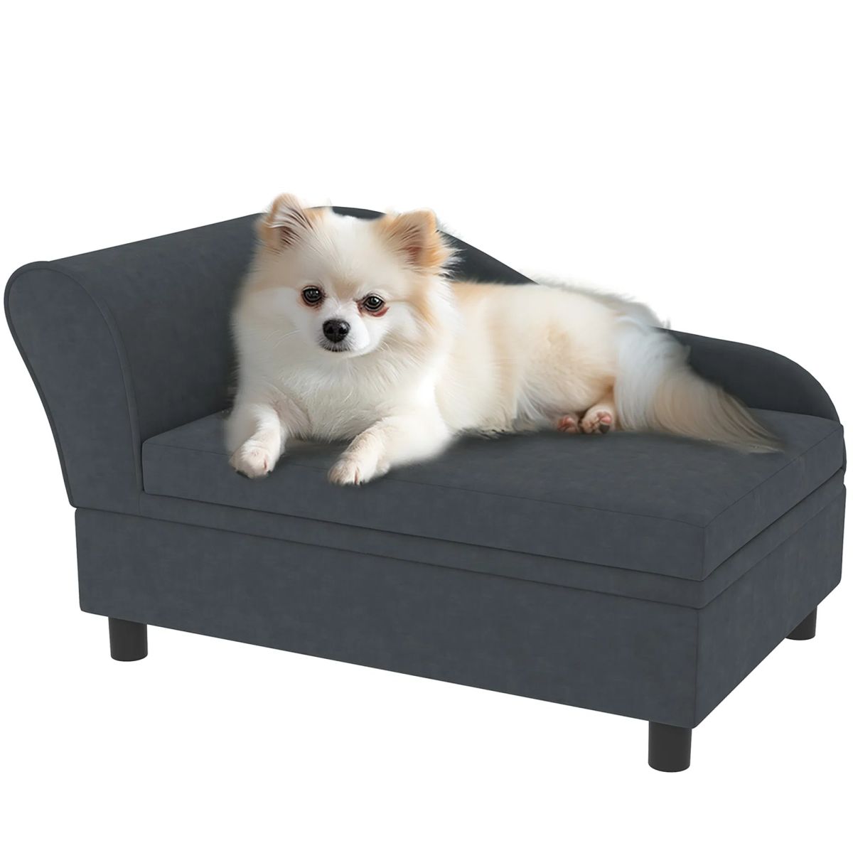 Pet Sofa Bed Couch With Storage, Pet Sofa For Cats And Small Dogs, Dark Gray