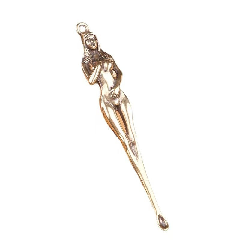 Brass Ear Pick Three-dimensional Beauty Ear Pick Creative Handicraft Car Key Pendant