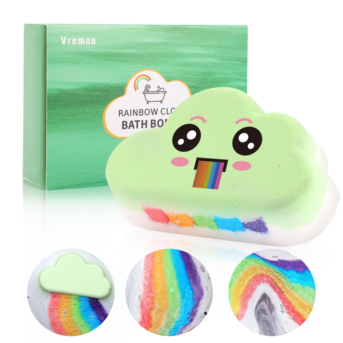 Rainbow Cloud Bath Salt Balls  4-Pack  For Body Cleansing