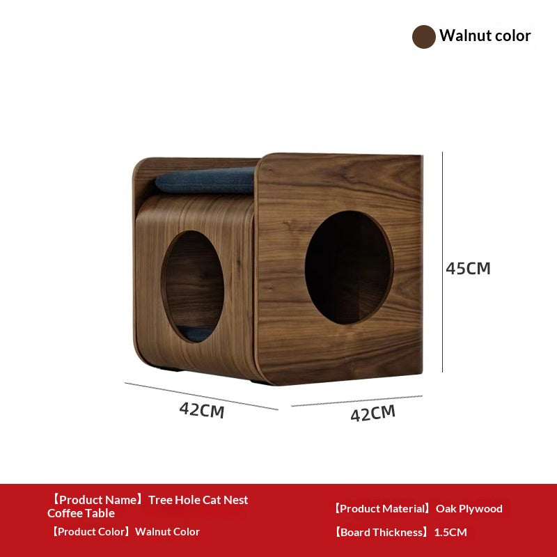 Tree-Hole Bed Sofa Detachable And Washable Wooden Coffee Table Chair Pet Cat House