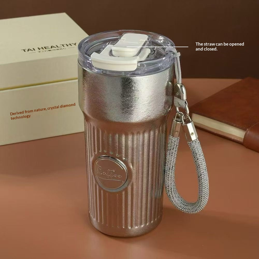 Portable New-style Pure-titanium Insulated Cup With A Carrying Strap