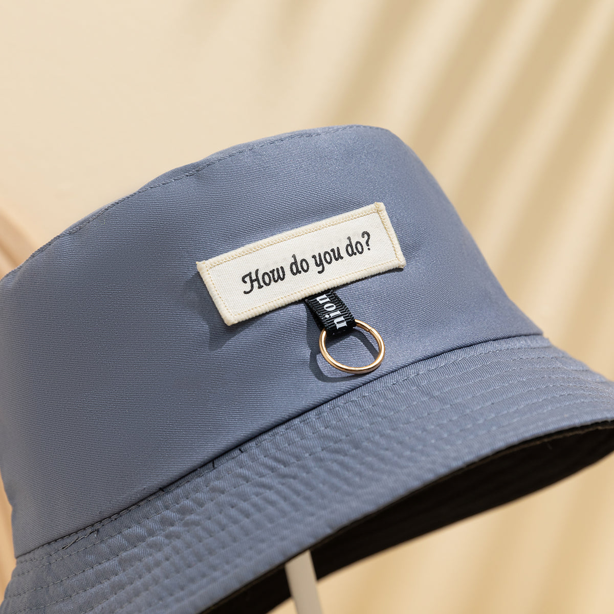 Simple Solid-color Double-sided Fisherman Hat With  Lettering, Unique Metal Ring Bucket Hat Suitable For Summer Outdoor Wear Versatile Casual Hat