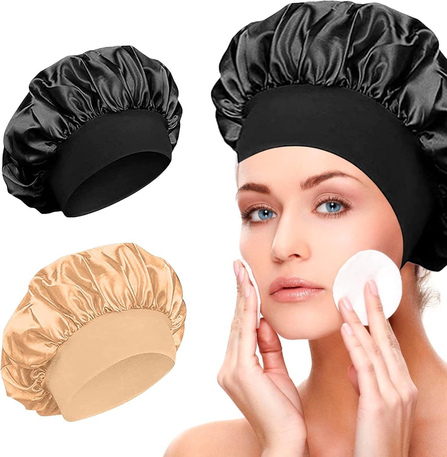 Wide-brimmed High Elastic Headscarf Beauty Salon Shower Cap Care Satin Nightcap