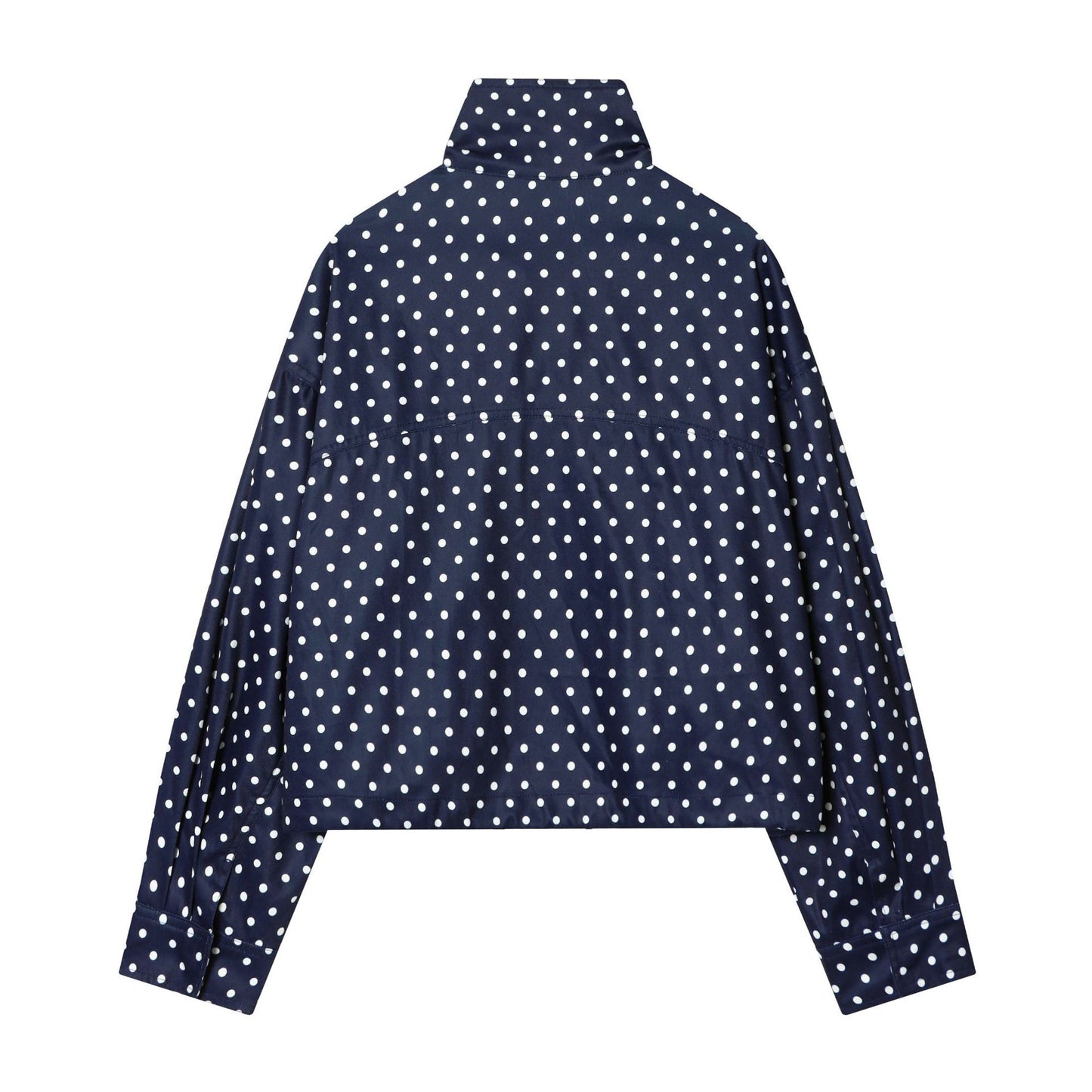 Womens Fashion Turtleneck Polka-dot Puff-sleeve Cropped Jacket