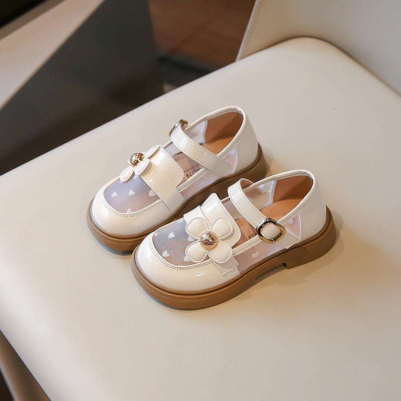 SpringSummer New Style Girls Leather Shoes Korean-Style Hollowed-Out Breathable
