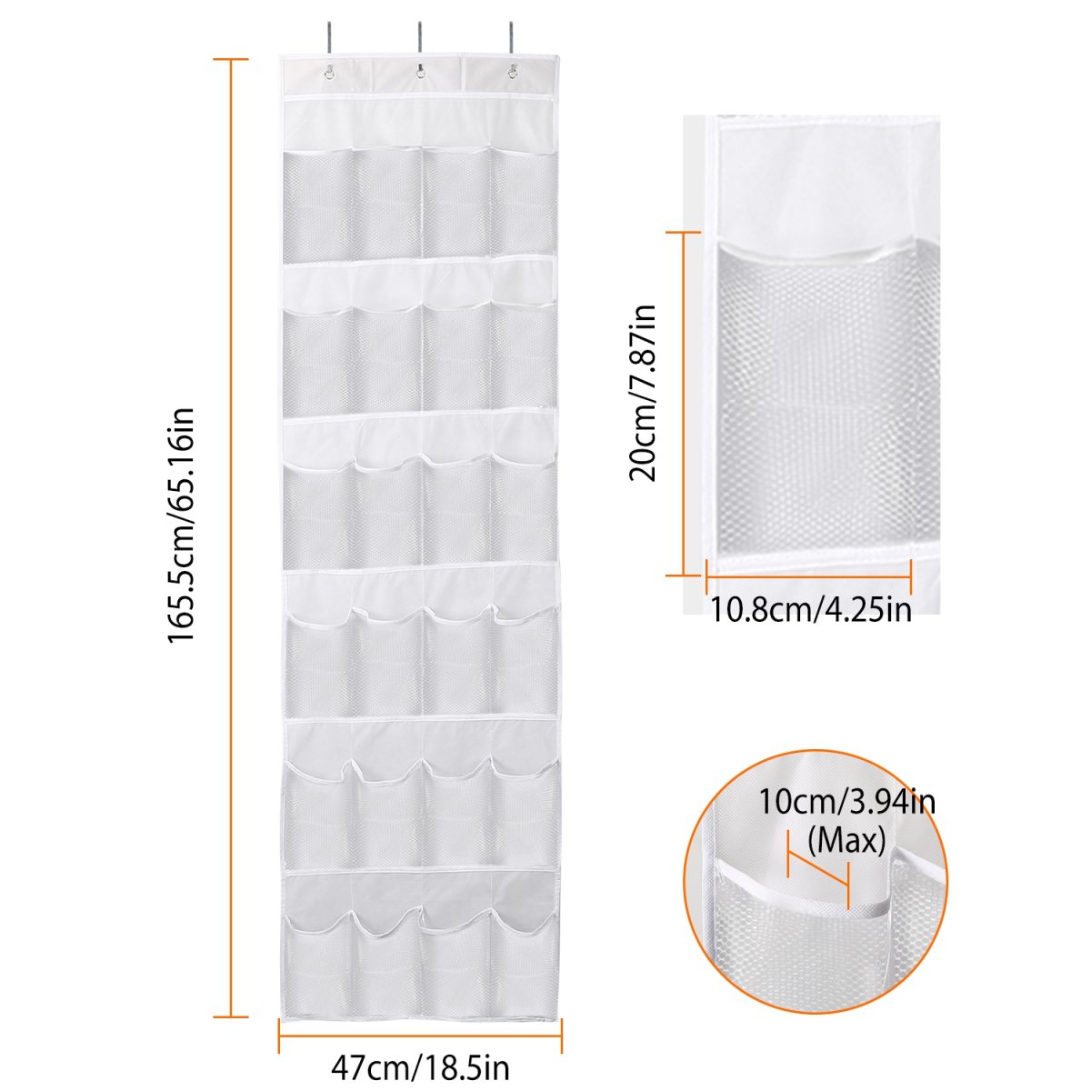 Over The Door Shoes Bag For Behind The Door 24-Pocket Crystal Clear Organizer 6-Layer Hanging Storage Shelf For Shoes Slippers Small Toys Closet Cabinet