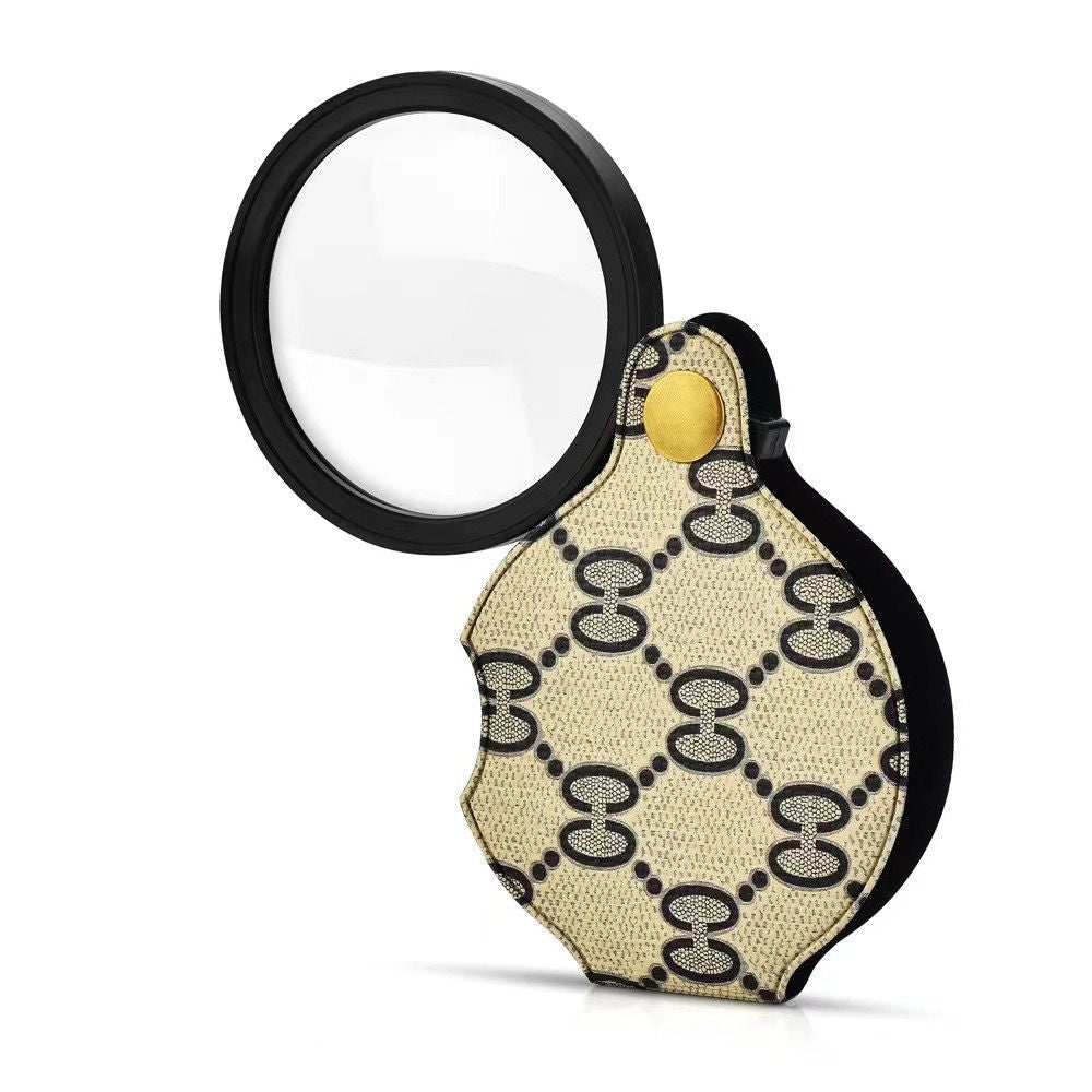 Portable 70mm Textured Leather Case Folding Magnifier High-Definition Promotional Gift