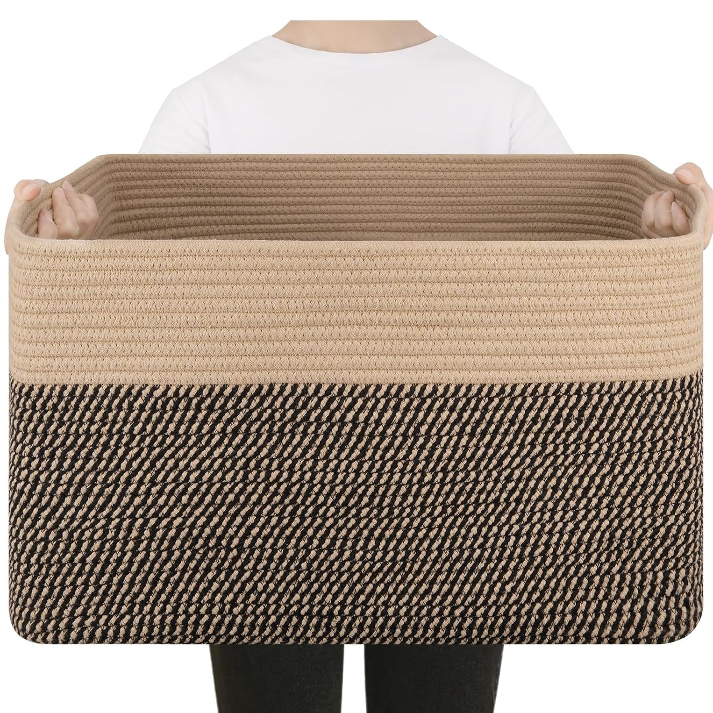 Cotton Rope Woven Home Laundry Basket Living Room Storage