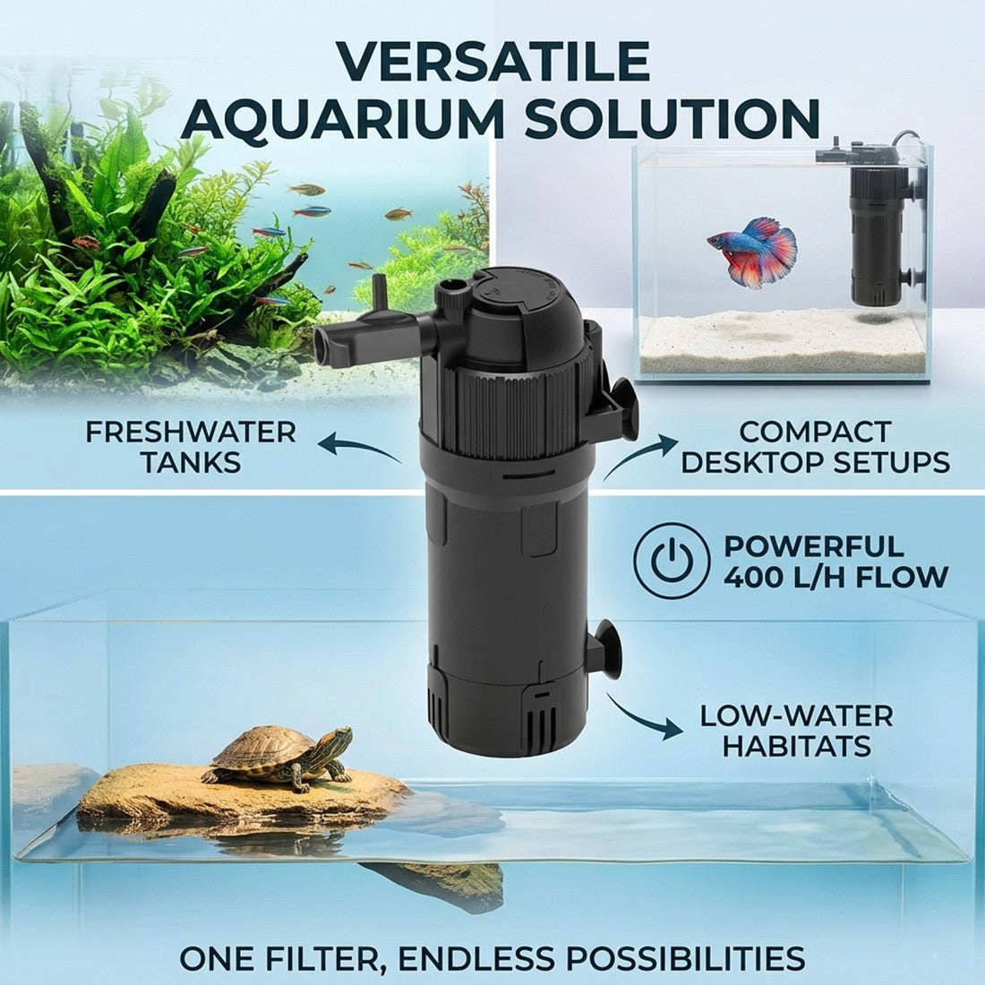 400L H Aquarium Fish Tank Internal Filter Submersible Filter All Pond Solutions