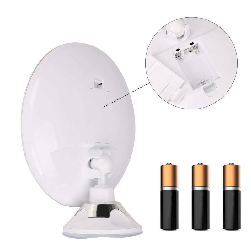 Makeup Mirror With 10X LED Suction Cup Shower Shave Cosmetic