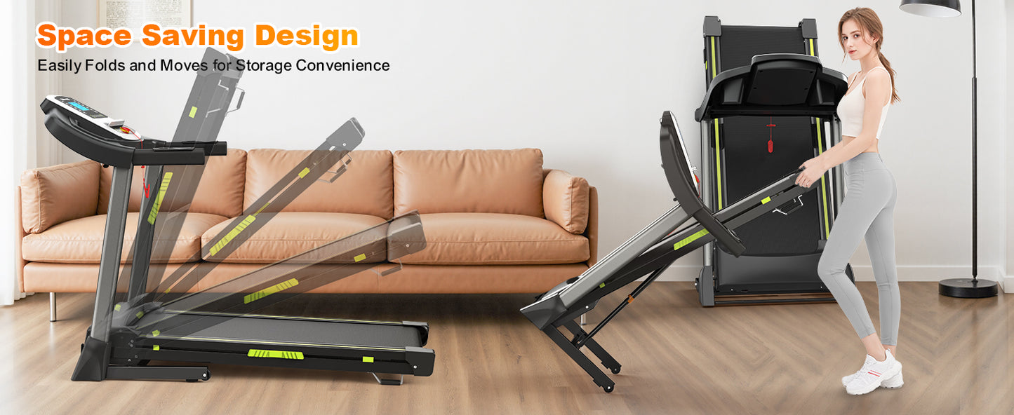 3.5  Portable Foldable Treadmill With Handles  Slope Home Walking Running Treadmill 0.5-7.5 MPH 330 Lb Weight Capacity