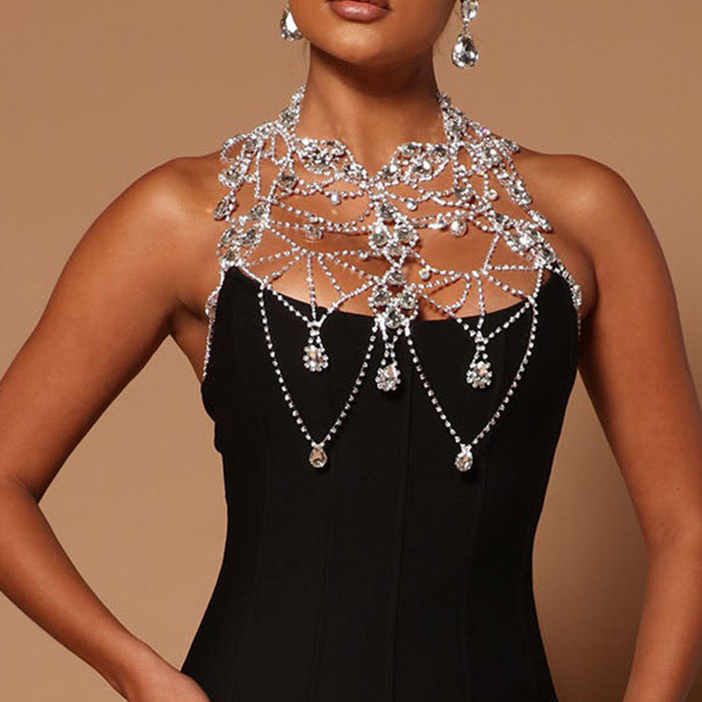 Rhinestone Multi-layer Chest Necklace Body Chain Accessories