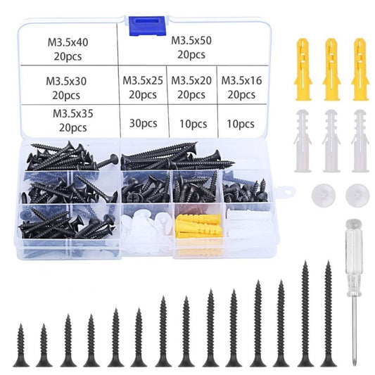 A Set Of 191 Screws With A Screwdriver, Nuts, Screws, And Plug-in Party Accessories