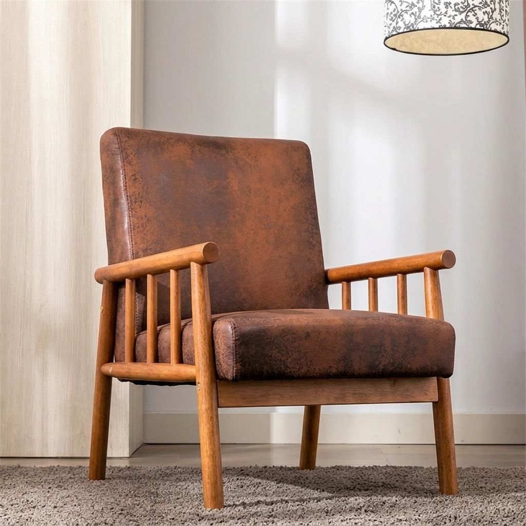 25     Wide Classic Mid-Century Modern Arm Chair, Brown