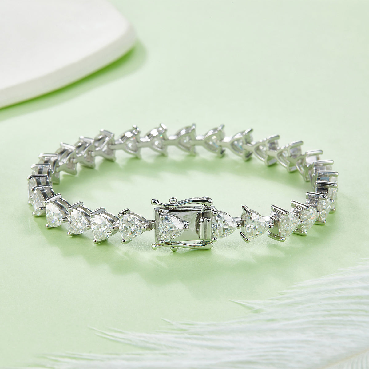 S925 Sterling Silver 5x5mm Trillion Cut Moissanite Tennis Bracelet D Color VVS1 16-18-20cm Platinum Plated GRA Certified Gift Box