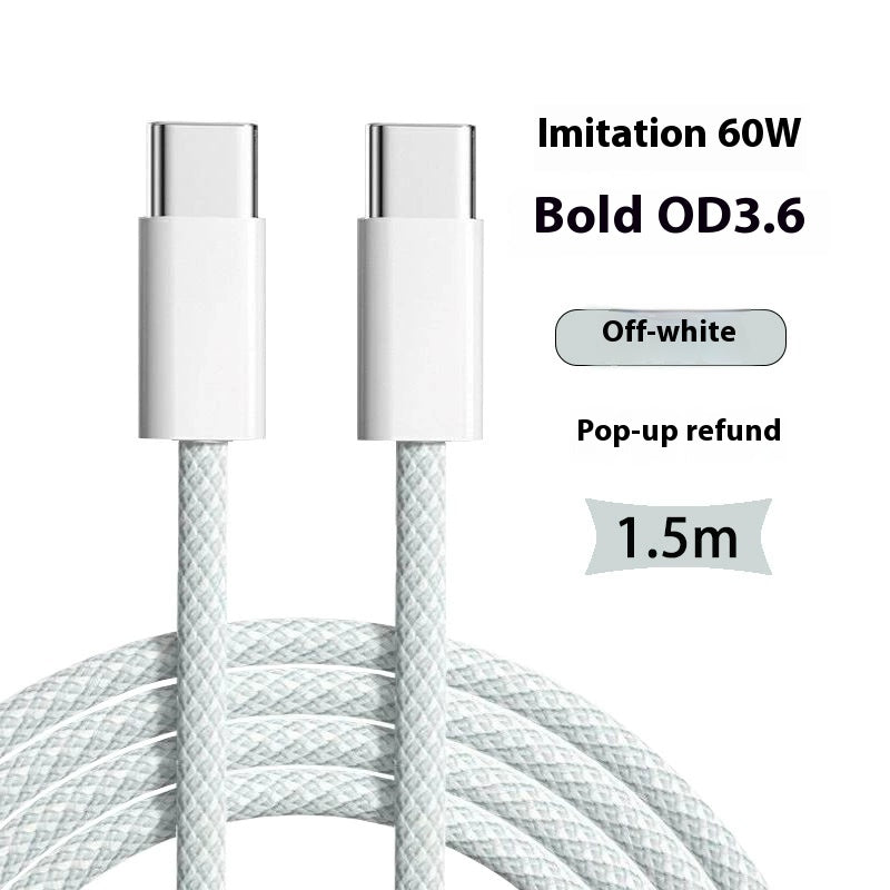 60W Double C Mobile Phone Braided Pd Charging Cable