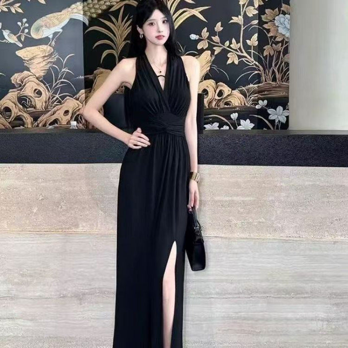 Pure And Alluring Fashion High-end V-neck Slip Dress For Women