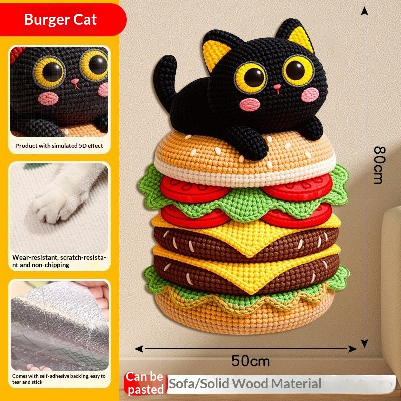 Best-selling Cartoon 5D Cat-scratch Wall Sticker