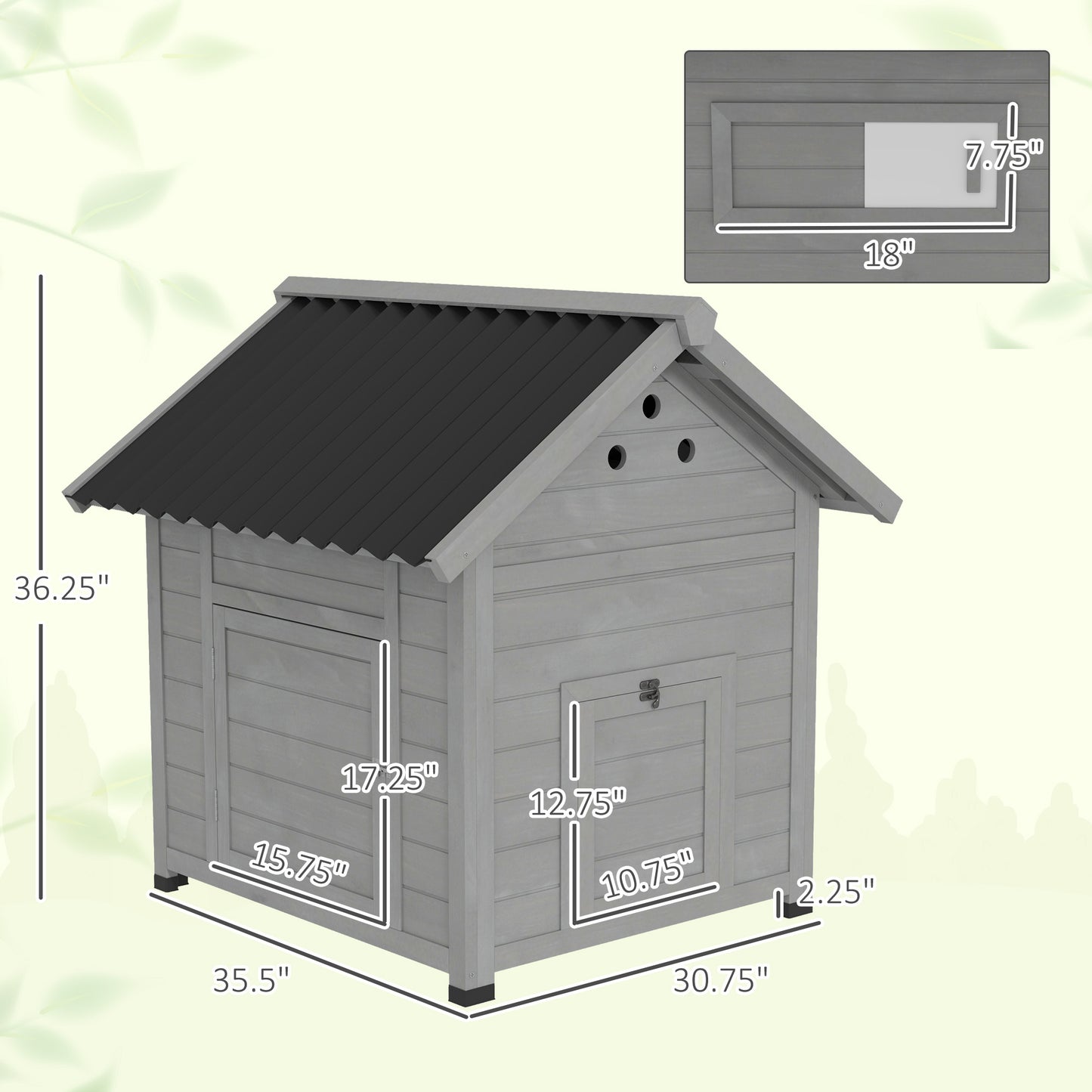 Wooden Pet House With Openable Roof & Double Doors