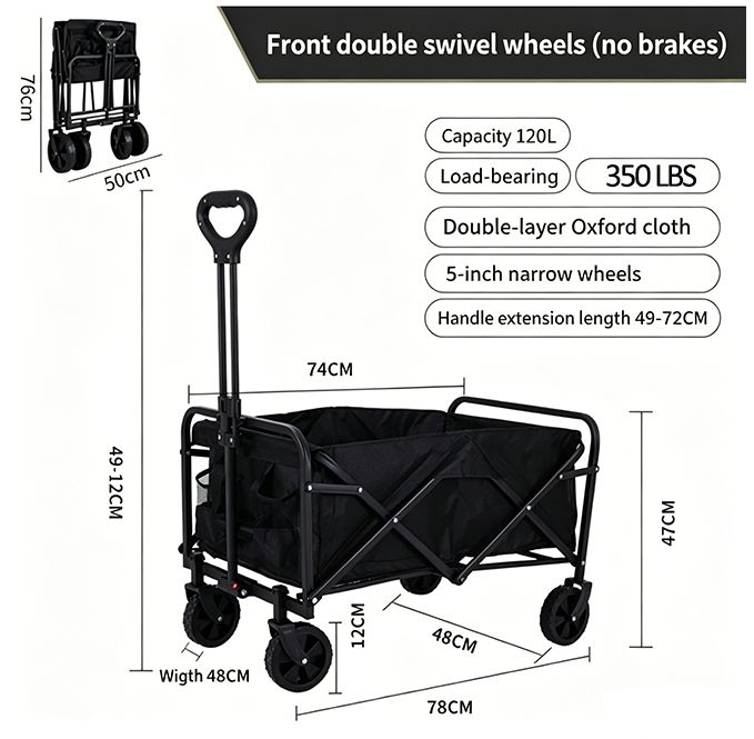 Multifunctional Folding Handcart, Portable And Foldable Outdoor Camping Vehicle, Suitable For Various Scenarios Such As Picnics, Beach Outings, Shopping, Gardening, And Carrying Groceries.
