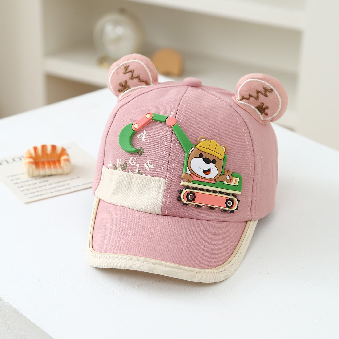 Summer 1-3-year-old Boys And Girls Sun Hats - Bear Driving An Excavator, Duck-shaped Brimmed Hat, Outdoor Travel Baseball Cap