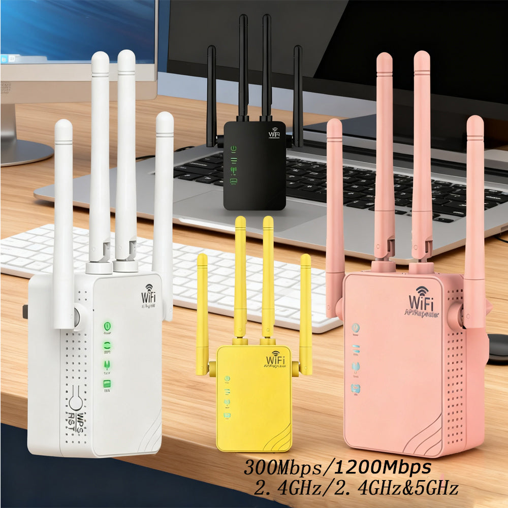 300Mbps 1200Mbps WiFi Repeater, 2.4GHz 2.4GHz&5GHz, Single-Band Dual-Band WiFi Extender Booster, 4 Antenna, AP Repeater Mode, For Home And Office, Anyroom, White Black Pink Yellow, Christmas Gifts