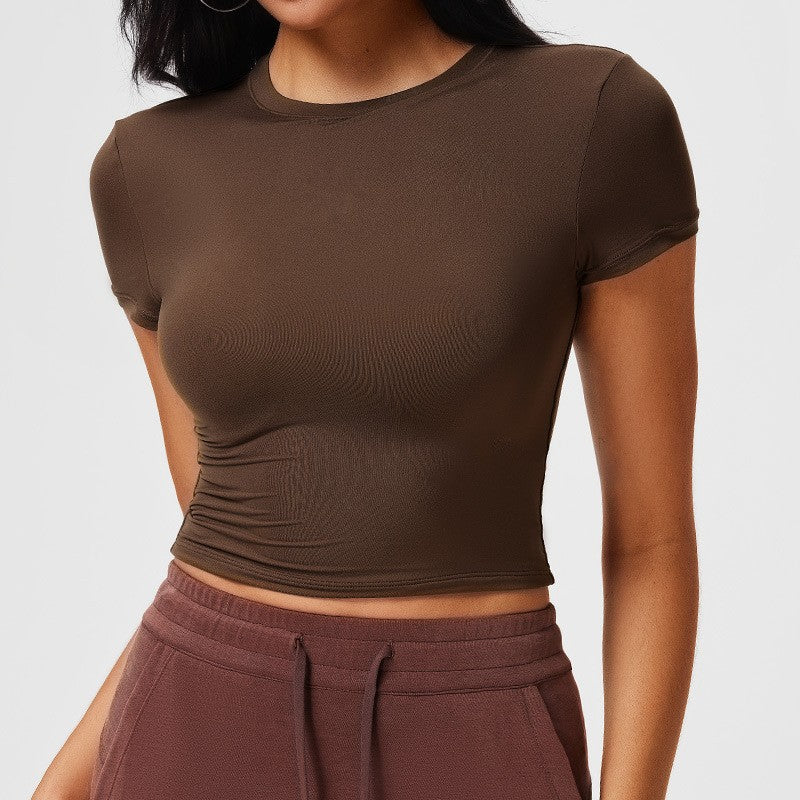 Casual Sports T-shirt Women's Slim Fit And Quick-drying Nude Feel Fitness