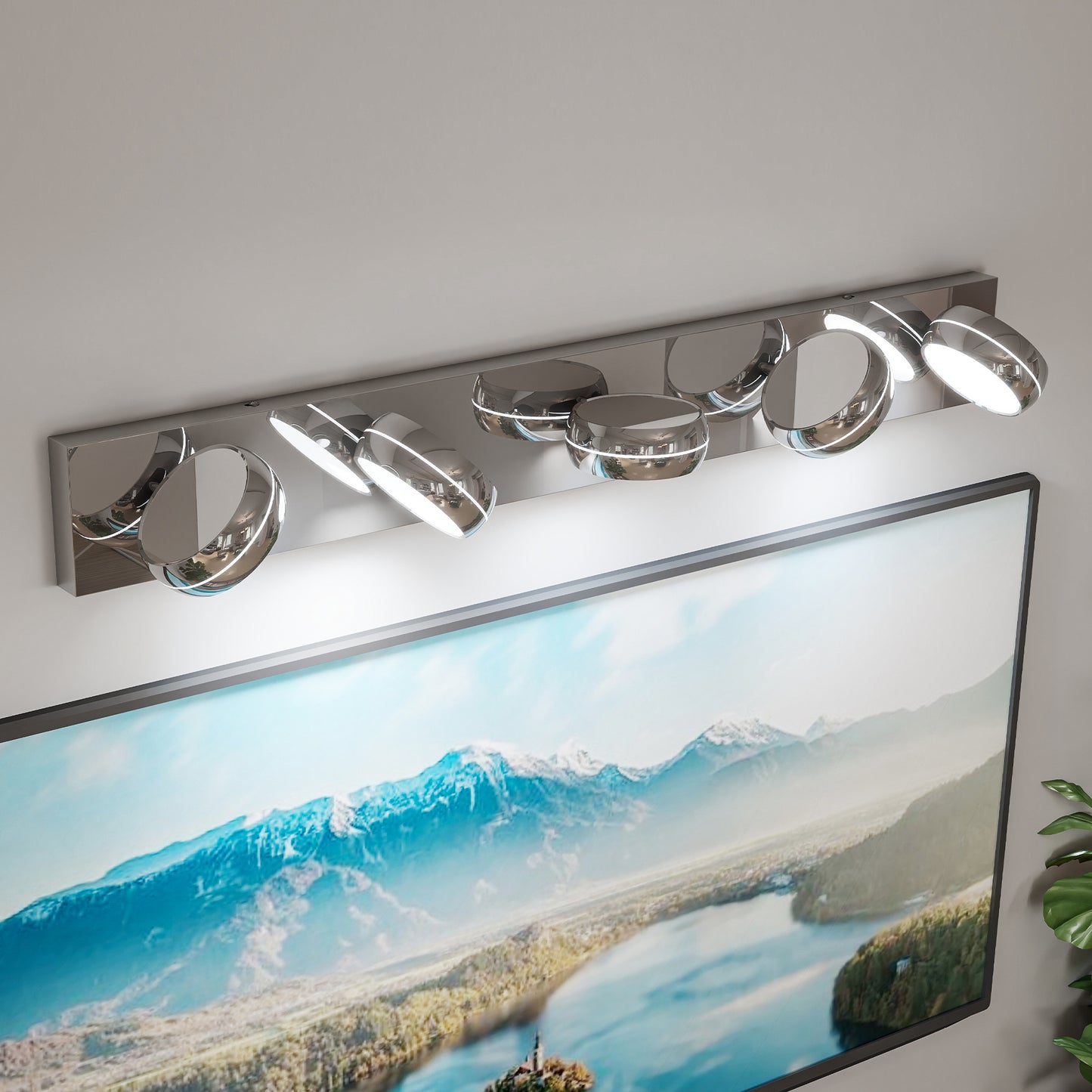 LED Vanity Lights 35in Bathroom Lights Fixtures Over Mirror 5 Light LED Lighting Fixture For Bathroom 18W Mirror Lighting Fixture Modern Bath Light Bar Chrome Bath