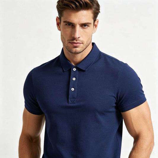 Short-sleeve Stretchy Slim-fit Quick-dry Shirt Fitness Trainers Lapel T-shirt