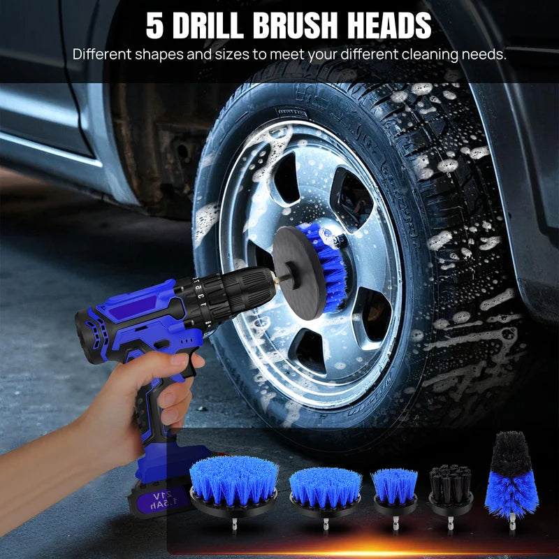 Car Detailing Brush Set, Kit, Brushes, Cleaning Windshield Tool, Professional Care Kit - Wash For Interior Exterior Wheels