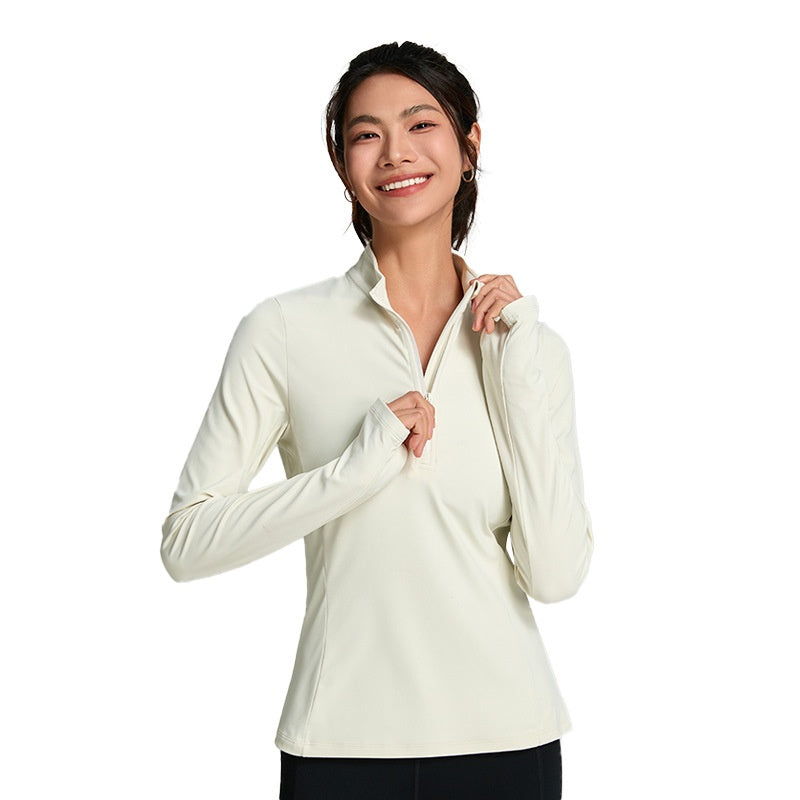 Cloud-feel Casual Jacket With A Half-zip Chic Quick-drying Stand-collar Fitness Top